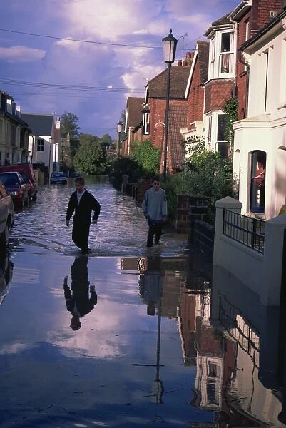 The Pells area of Lewes during the floods of October 2000, Lewes, East Sussex