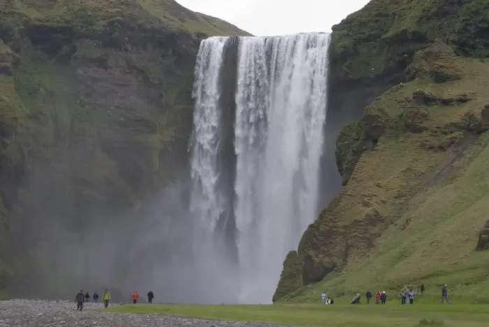 Framed Print : People admiring the big waterfall of Skogarfoss, Iceland, Polar Regions Framed Print : People admiring the big waterfall of Skogarfoss, Iceland, Polar Regions