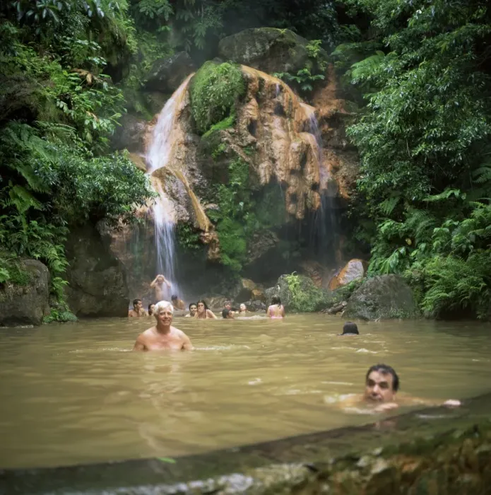 Framed Print : People bathing in volcanic pool Framed Print : People bathing in volcanic pool