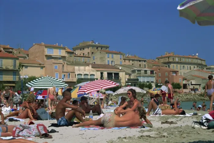 Framed Print : People on the beach, Ile Rousse, Corsica, France, Mediterranean, Europe Framed Print : People on the beach, Ile Rousse, Corsica, France, Mediterranean, Europe