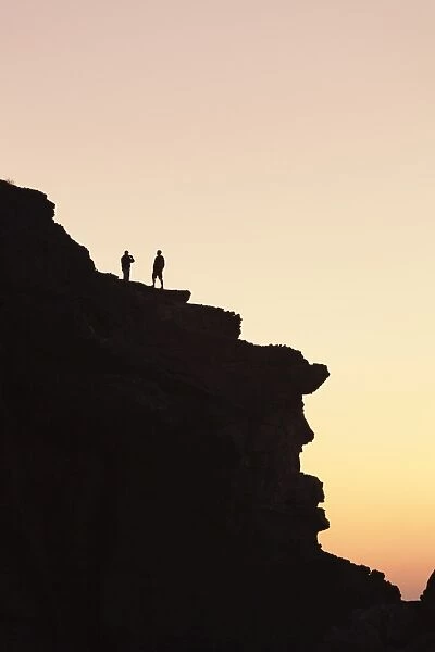 People on a cliff, Playa de la Pared, La Pared, Fuerteventura, Canary Islands, Spain, Europe