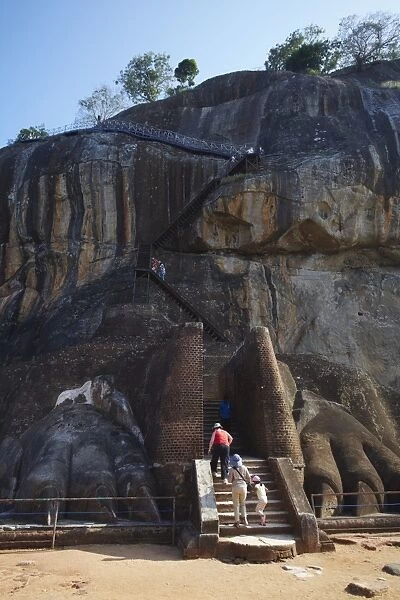 People climbing up Sigiriya, UNESCO World Heritage Site, North Central Province, Sri Lanka, Asia