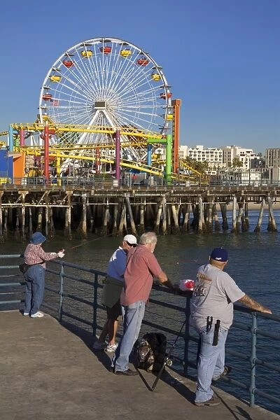 People fishing on Santa Monica PIer, Santa Monica, California, United States of America