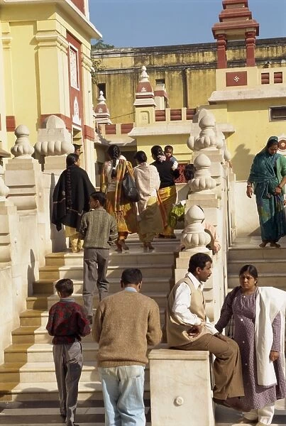 People outside the Lakshimi Narayan Temple