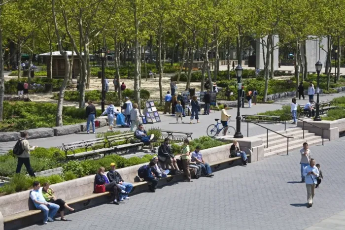 Framed Print : People relaxing in Battery Park, Lower Manhattan, New York City, New York Framed Print : People relaxing in Battery Park, Lower Manhattan, New York City, New York