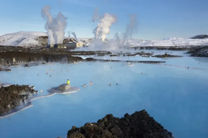 Framed Print : People relaxing in Blue Lagoon geothermal spa, Svartsengi Geothermal Power Station in the distance Framed Print : People relaxing in Blue Lagoon geothermal spa, Svartsengi Geothermal Power Station in the distance