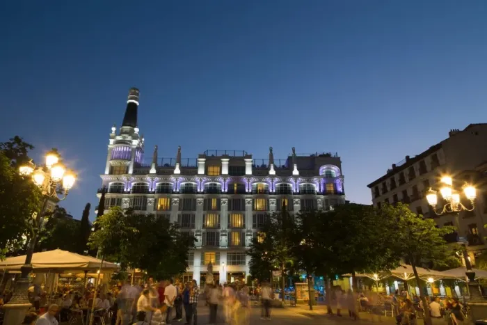 Framed Print : People relaxing in in the evening in Plaza de Santa Ana in Madrid, Spain, Europe Framed Print : People relaxing in in the evening in Plaza de Santa Ana in Madrid, Spain, Europe