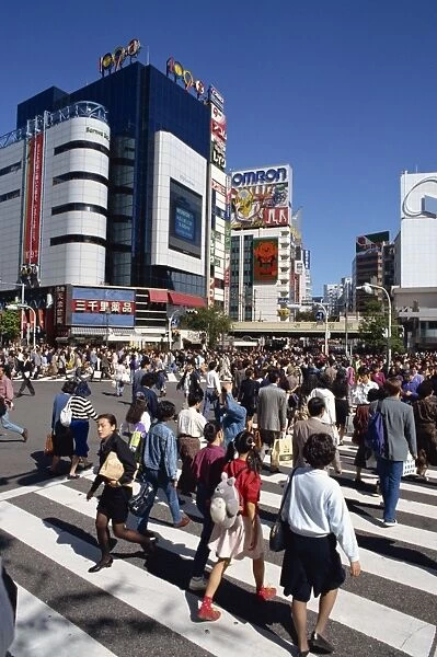 People on road crossing in Shibuya-Ku area