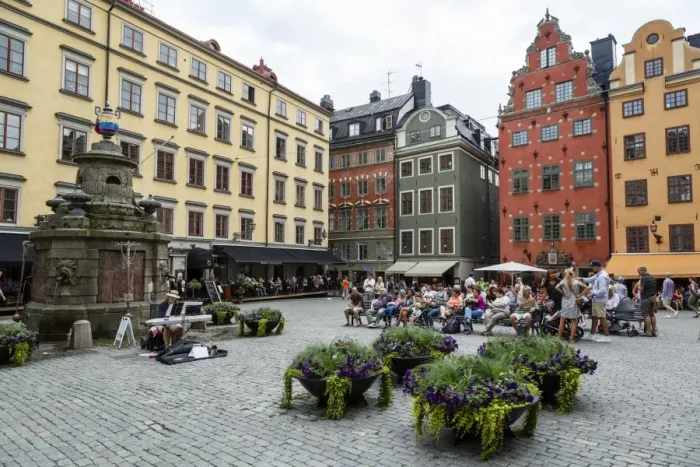 Framed Print : People sitting at Stortorget Square in Gamla Stan, Stockholm, Sweden, Scandinavia, Europe Framed Print : People sitting at Stortorget Square in Gamla Stan, Stockholm, Sweden, Scandinavia, Europe