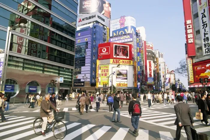Framed Print : People on street crossing at Shinjuku-dori Road Framed Print : People on street crossing at Shinjuku-dori Road