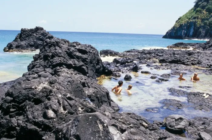 Framed Print : People swimming at Baia dos Porcos inside natural swimming pools, Parque Nacional de Fernando de Norohna, Fernando de Noronha, Pernambuco, Brazil Framed Print : People swimming at Baia dos Porcos inside natural swimming pools, Parque Nacional de Fernando de Norohna, Fernando de Noronha, Pernambuco, Brazil