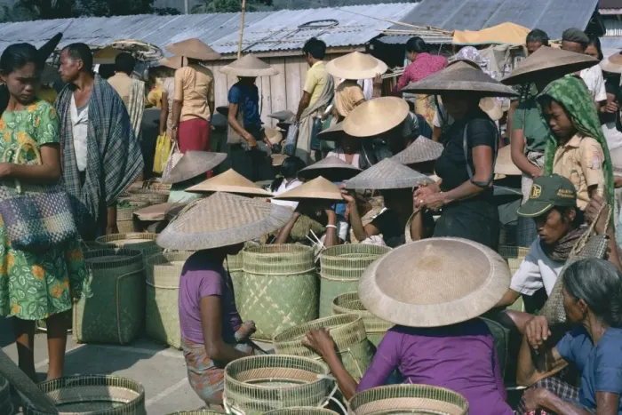 Framed Print : People at Toraja market