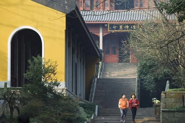 People visiting Lingyin Temple built in AD 326 in Lingyin Temple Forest Park