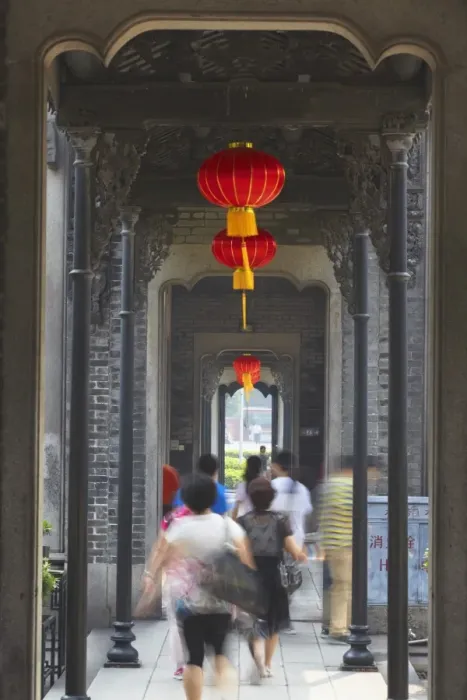 Framed Print : People walking along corridor at Chen Clan Academy, Guangzhou, Guangdong, China, Asia Framed Print : People walking along corridor at Chen Clan Academy, Guangzhou, Guangdong, China, Asia