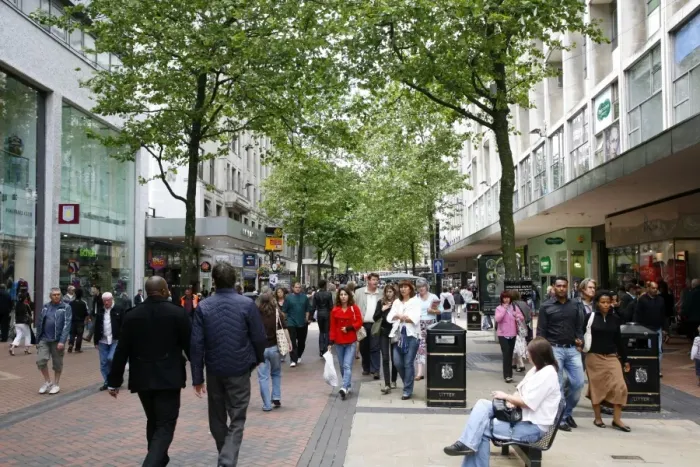 Framed Print : People walking down New Street, a pedestrian street with many shops. Birmingham Framed Print : People walking down New Street, a pedestrian street with many shops. Birmingham
