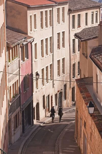 People walking through the old part of the city of Lyon, Lyon, Rhone-Alpes, France, Europe