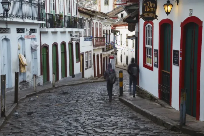 Framed Print : People walking along street, Ouro Preto, UNESCO World Heritage Site, Minas Gerais, Brazil, South America Framed Print : People walking along street, Ouro Preto, UNESCO World Heritage Site, Minas Gerais, Brazil, South America