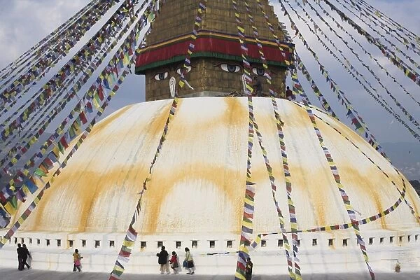 People walking around stupa during Lhosar