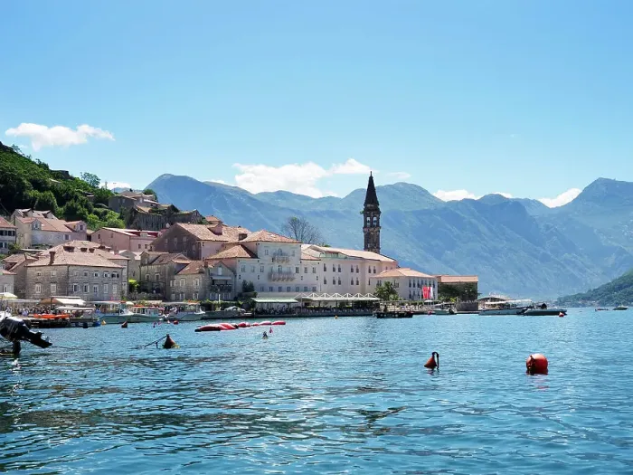 Framed Print : Perast on the Bay of Kotor, UNESCO World Heritage Site, Montenegro, Europe