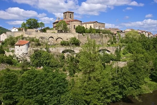 Perched medieval village, Saint Vincent church dating from the 12th century, and Allier River
