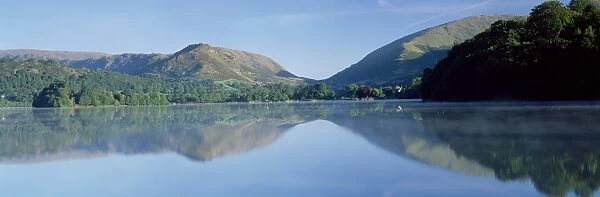 Perfect reflection in early morning, Grasmere, near Ambleside, Lake District
