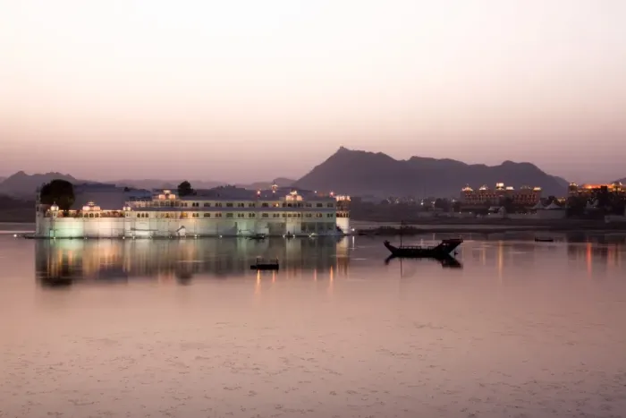 Framed Print : Perfect reflection of Lake Palace Hotel at dusk, situated in the middle of Lake Pichola Framed Print : Perfect reflection of Lake Palace Hotel at dusk, situated in the middle of Lake Pichola
