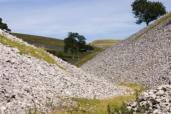 Periglacial dry valley and scree slope, near Conistone, Yorkshire Dales National Park