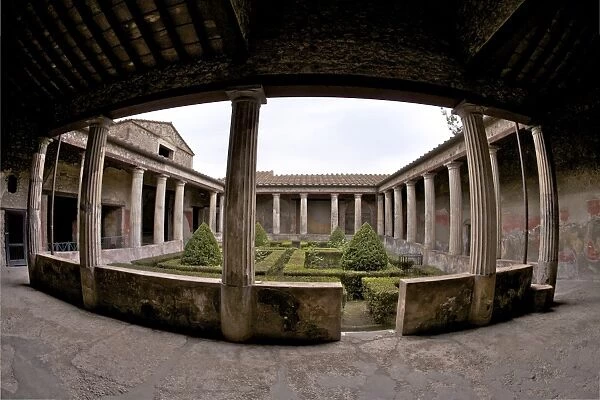 Peristyle and garden in the House of the Menander, Pompeii, UNESCO World Heritage Site