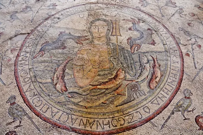 Framed Print : Personification of the Sea floor mosaic, Church of the Apostles, Madaba Framed Print : Personification of the Sea floor mosaic, Church of the Apostles, Madaba