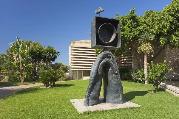 Personnage Gothique, Oiseau Eclair sculpture dated 1976 in Garden at Fundacio Pilar I Joan Miro