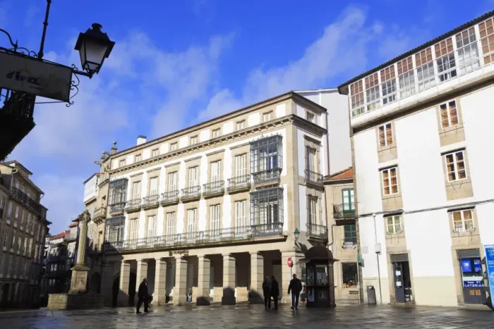 Framed Print : Pescaderia Vella Plaza in Old Town, Santiago de Compostela, Galicia, Spain, Europe Framed Print : Pescaderia Vella Plaza in Old Town, Santiago de Compostela, Galicia, Spain, Europe