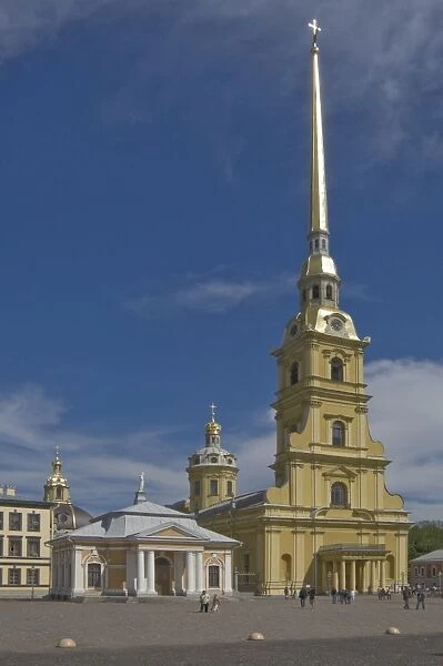 The Peter and Paul Cathedral on the Fortress Island, River Neva, St. Petersburg