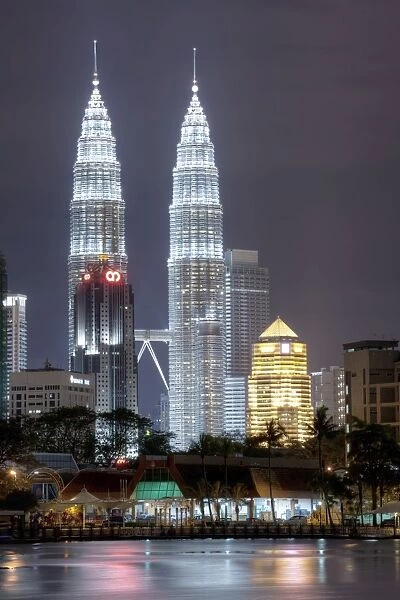 Petronas Towers dominate the Kuala Lumpur skyline, Titiwangsa in Kuala Lumpur, Malaysia, Southeast Asia, Asia