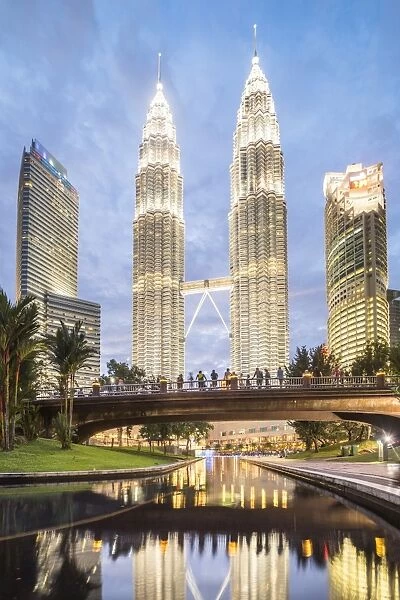Petronas Twin Towers at night, Kuala Lumpur, Malaysia, Southeast Asia, Asia
