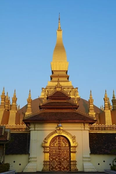 Pha That Luang, symbol of the Laos sovereignty, Buddhist religion and the city of Vientiane