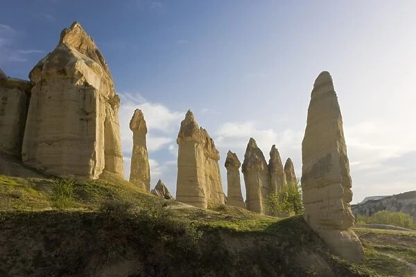 Phallic pillars known as fairy chimneys in the valley known as Love Valley near Goreme in Cappadocia, Anatolia, Turkey, Asia