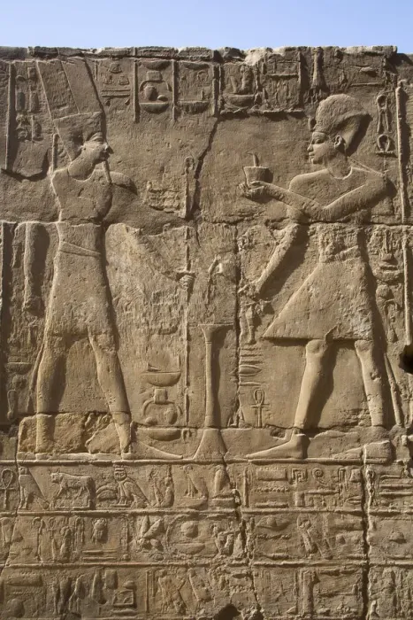 Framed Print : Pharaoh on right, God Amun on the left, Bas Relief, Luxor Temple Framed Print : Pharaoh on right, God Amun on the left, Bas Relief, Luxor Temple