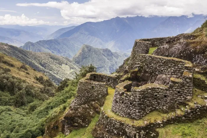Framed Print : Phuyupatamarca Inca ruins on Inca Trail Trek day 3, Cusco Region, Peru, South America