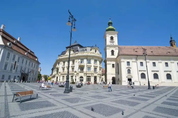 Framed Print : Piata Mare (Grand Square), Sibiu, Romania, Europe
