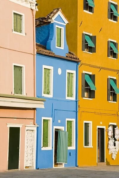 Piazza Baldassare Galuppi on Burano Island, Venice, Veneto, Italy, Europe