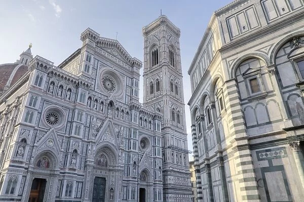 Piazza del Duomo with Santa Maria del Fiore cathedral, Campanile and Baptistery, Florence, UNESCO World Heritage Site, Tuscany, Italy, Europe