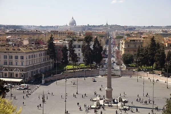 Piazza del Popolo, St. Peters dome in the background, Rome, Lazio, Italy, Europe