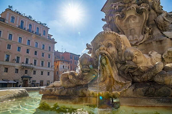 Piazza della Rotunda, Fontana del Pantheon, Pigna, Rome, Lazio, Italy, Europe