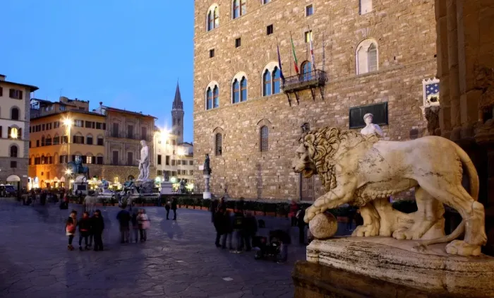 Framed Print : Piazza della Signoria at dusk, Florence, UNESCO World Heritage Site, Tuscany, Italy, Europe