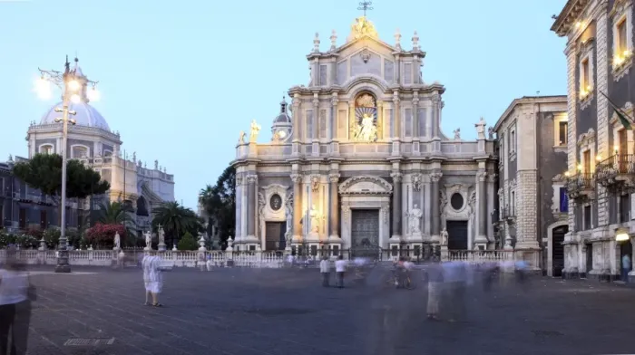 Framed Print : Piazza Duomo at dusk, Catania, Sicily, Italy, Europe