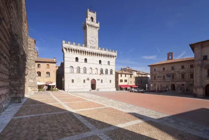 Framed Print : Piazza Grande Square and Palazzo Contuzzi, Montepulciano, Siena Province, Tuscany