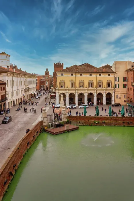 Framed Print : Piazza Savonarola and castle moat, Ferrara, Emilia Romagna, Italy, Europe Framed Print : Piazza Savonarola and castle moat, Ferrara, Emilia Romagna, Italy, Europe
