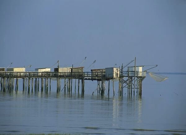 A pier in the Gironde Estuary, Talmont, Poitou Charentes, France, Europe
