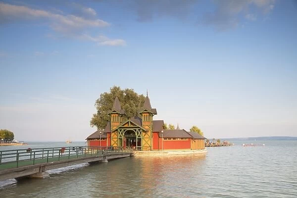 Pier on Keszthely beach, Keszthely, Lake Balaton, Hungary, Europe