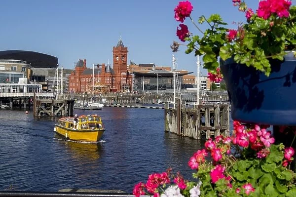 Pierhead building on waterfront of Cardiff Bay harbour, Glamorgan, Wales, United Kingdom, Europe